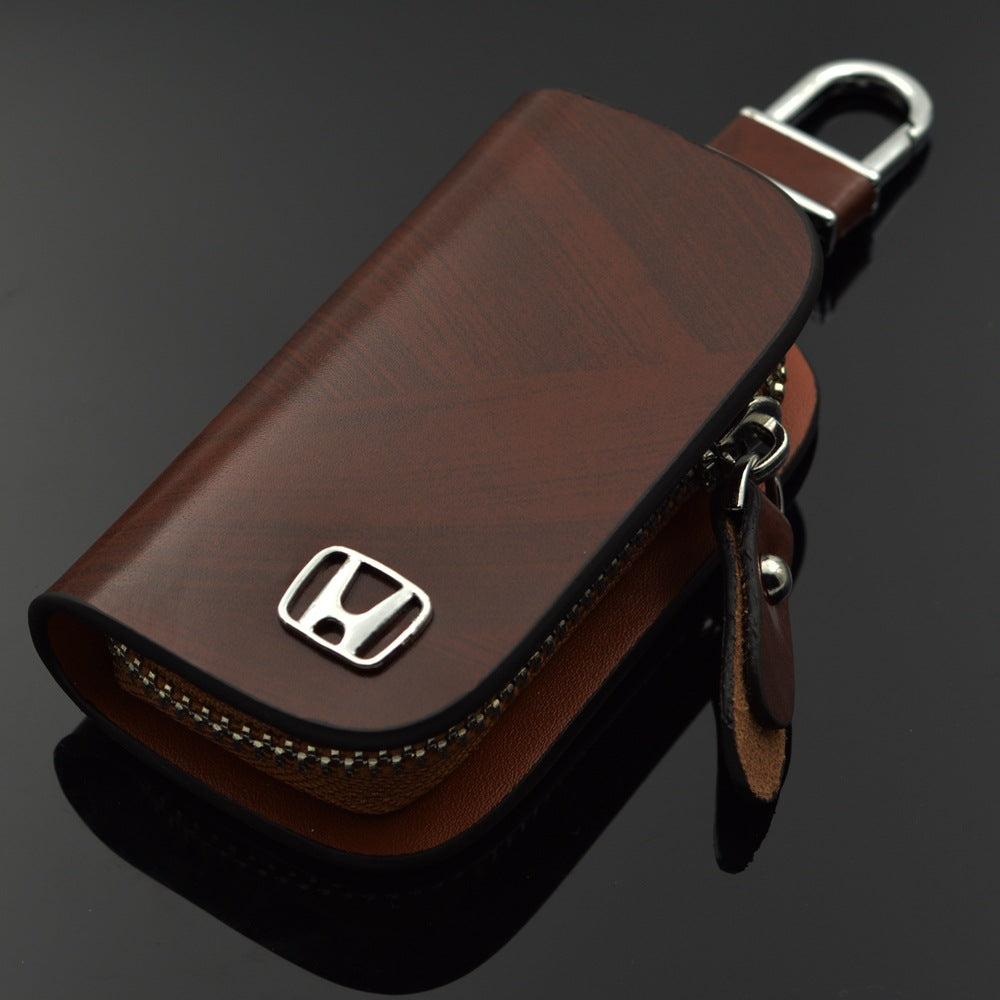 Leather Key Case Car Key Case Wood Grain Oil Edge