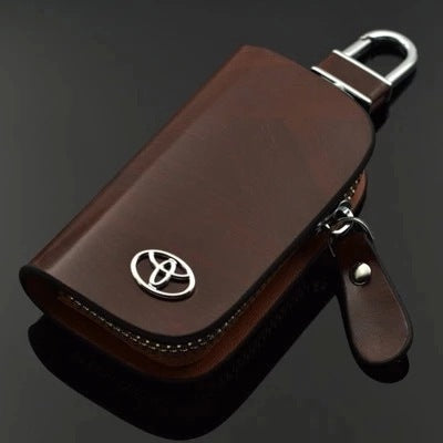 Leather Key Case Car Key Case Wood Grain Oil Edge