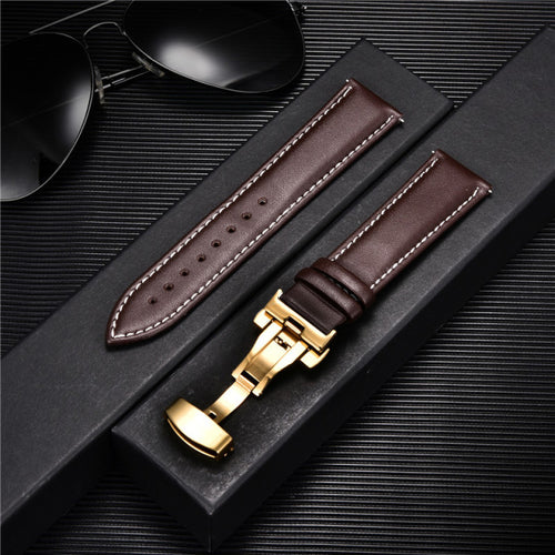 Smooth Genuine Calfskin Leather Watchband 18mm 20mm 22mm 24mm Straps