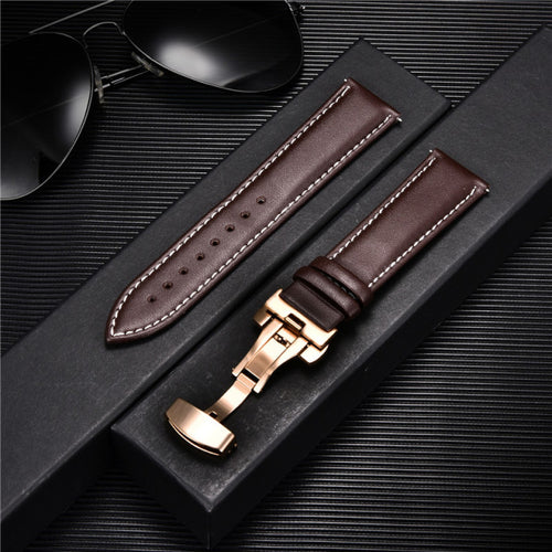 Smooth Genuine Calfskin Leather Watchband 18mm 20mm 22mm 24mm Straps