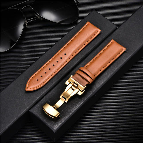 Smooth Genuine Calfskin Leather Watchband 18mm 20mm 22mm 24mm Straps