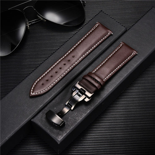 Smooth Genuine Calfskin Leather Watchband 18mm 20mm 22mm 24mm Straps