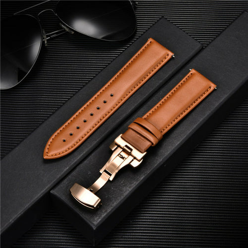 Smooth Genuine Calfskin Leather Watchband 18mm 20mm 22mm 24mm Straps